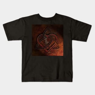 Celtic Knotwork Valentine Heart Rust Texture No 1 Kids T-Shirt